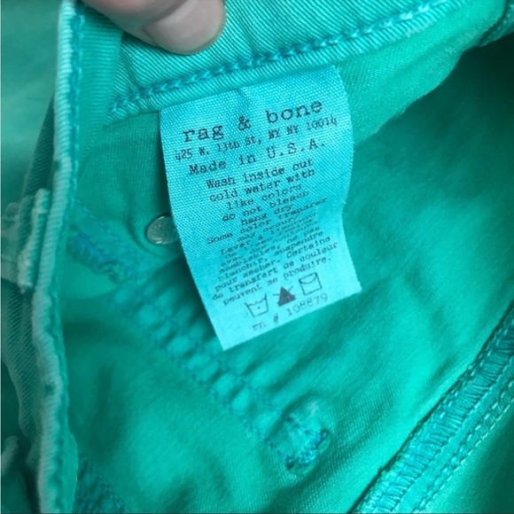 Rag & Bone Vintg Biscay Turquoise Green Jegging Jeans Size 24 - Picture 4 of 10